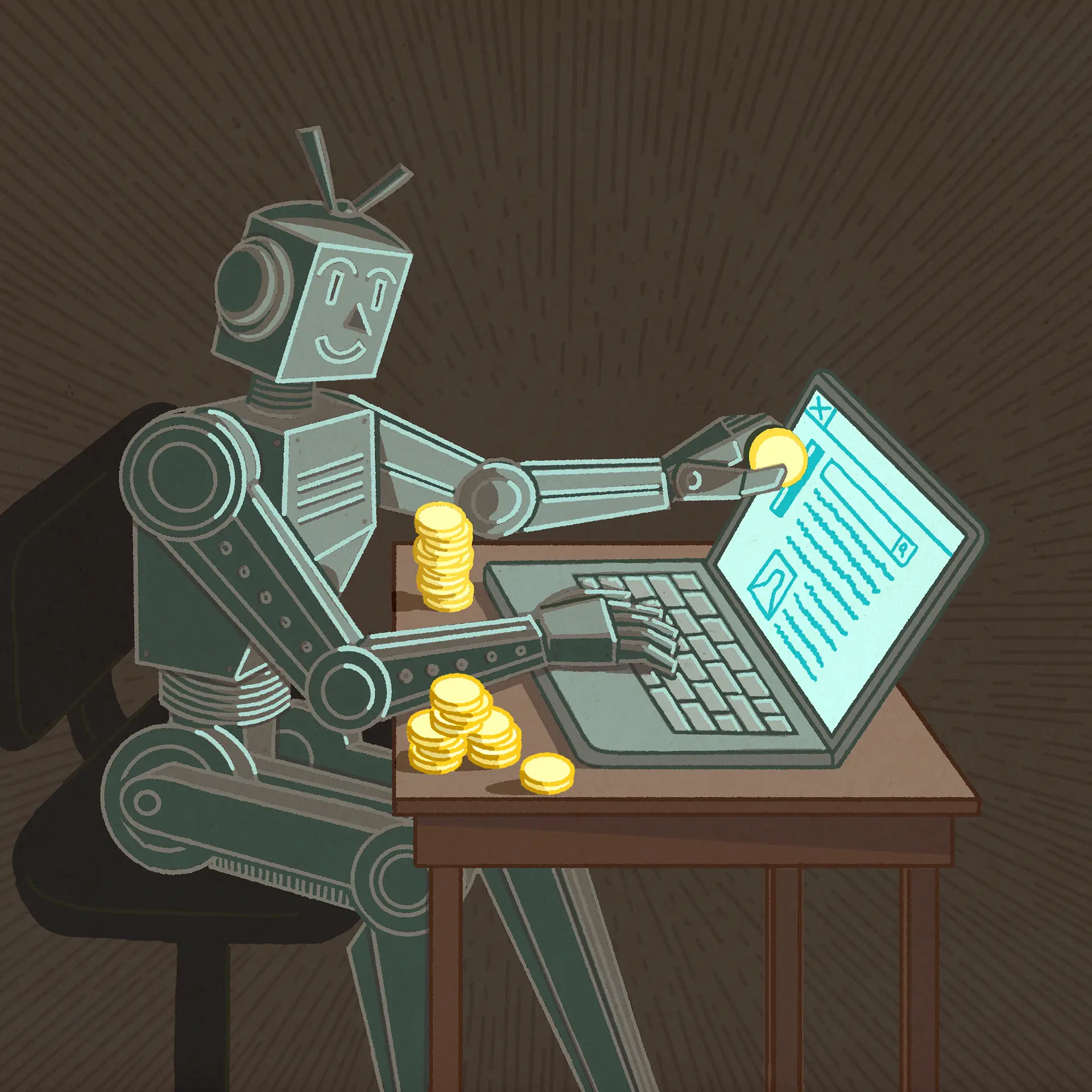 Graphic of robot earning money by surfing the web. As AI reduces traffic to content-producing websites, publishers need new ways to be compensated for the information that all of us—including large language models—rely on. A new paper co-authored by Yale SOM’s Soheil Ghili proposes a scalable approach for setting pay-per-crawl prices.